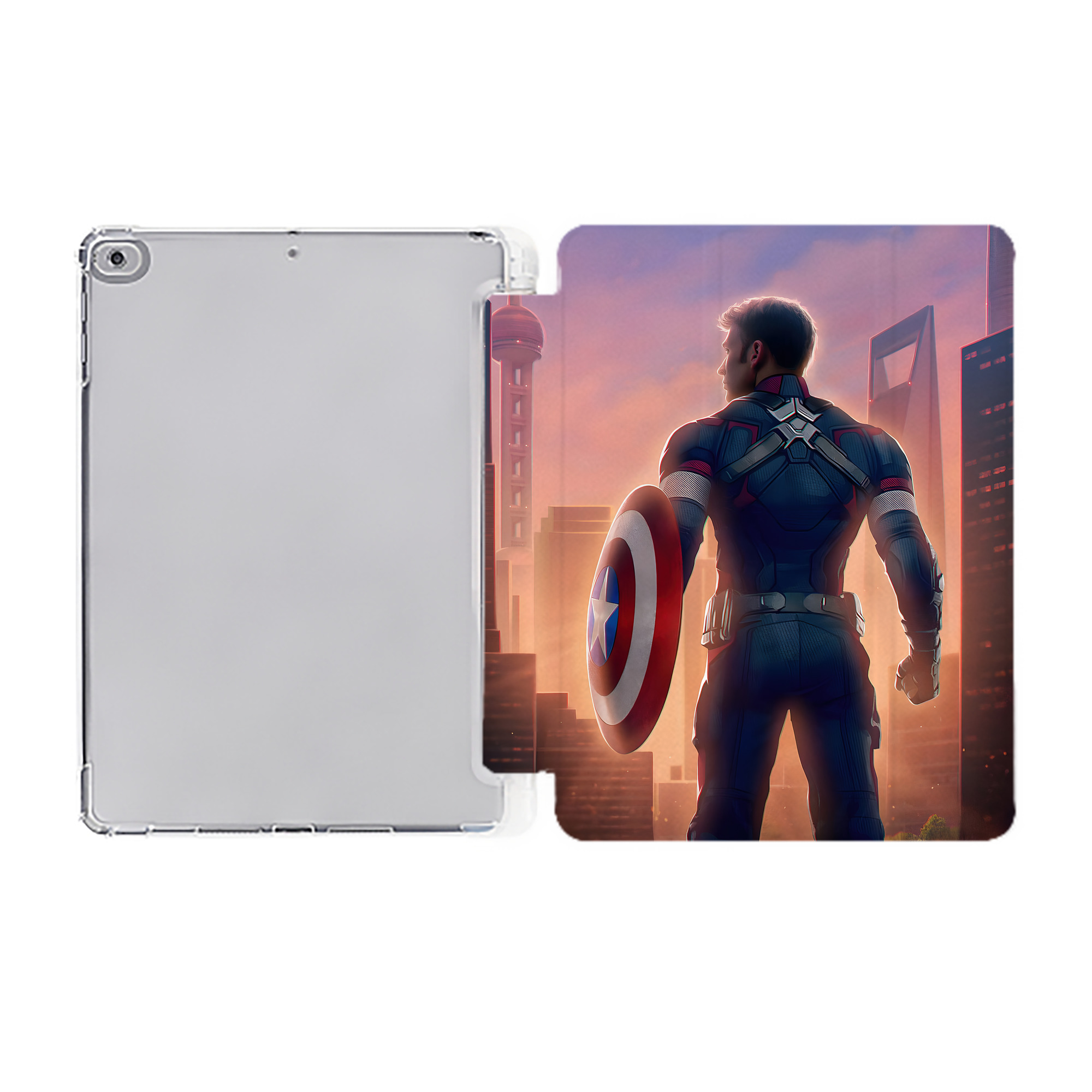 （画像用） アベンジャーズ The Avengers IPad ケース ペン収納付き 三つ折りスタンド PUレザー×シリコン 対応機種9.5/10.5/10.9インチ